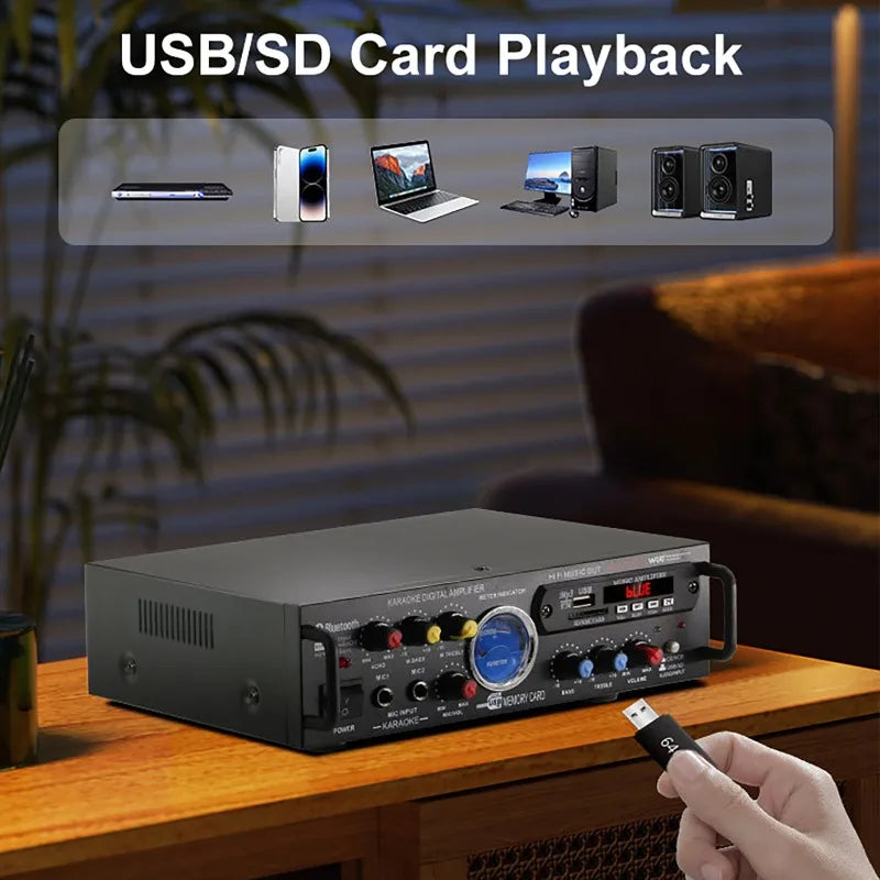 Amplificadores de sonido envolvente de canal amplificador Digital Bluetooth HiFi de 12V220V amplificador profesional integrado de coche enchufable para el hogar