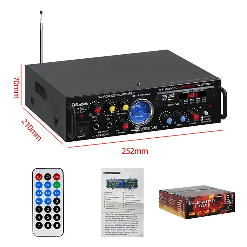 Amplificadores de sonido envolvente de canal amplificador Digital Bluetooth HiFi de 12V220V amplificador profesional integrado de coche enchufable para el hogar