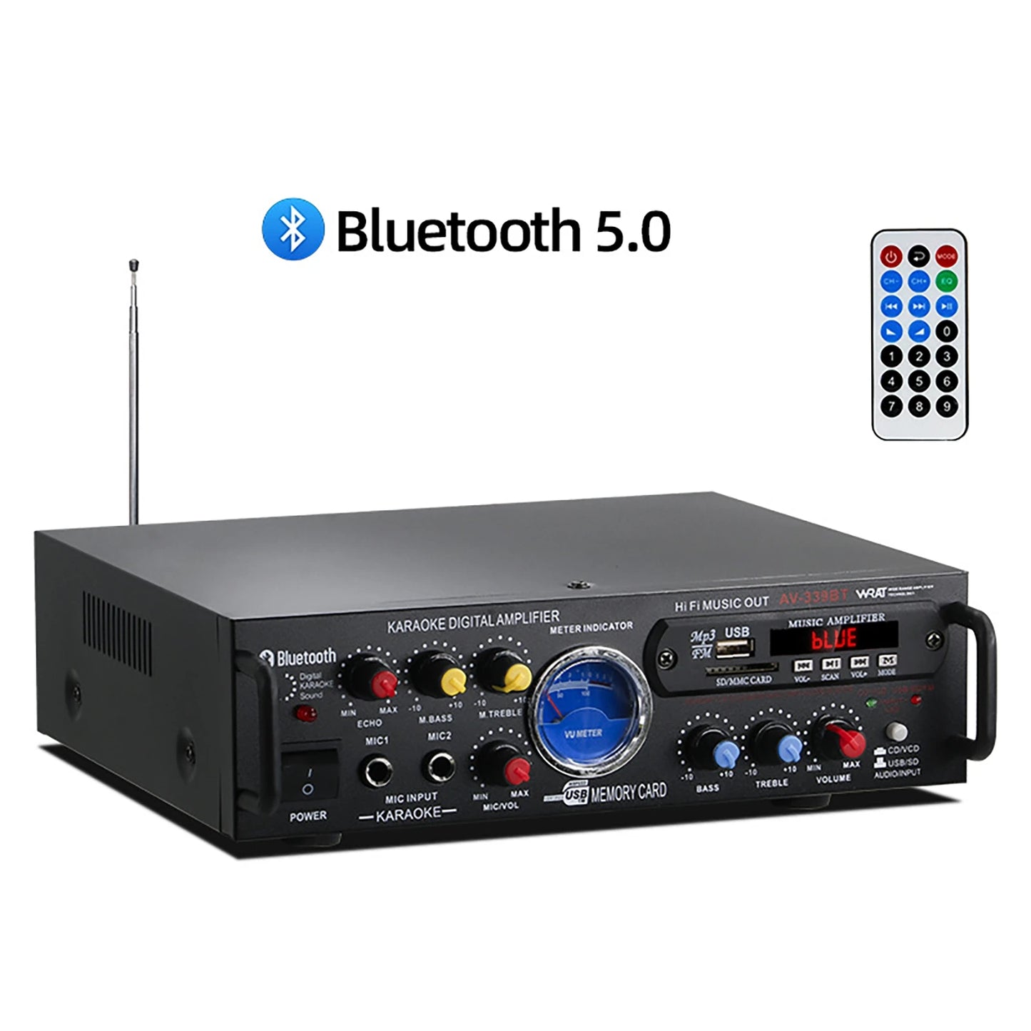 Amplificadores de sonido envolvente de canal amplificador Digital Bluetooth HiFi de 12V220V amplificador profesional integrado de coche enchufable para el hogar